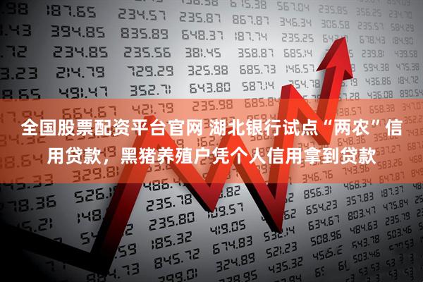 全国股票配资平台官网 湖北银行试点“两农”信用贷款，黑猪养殖户凭个人信用拿到贷款