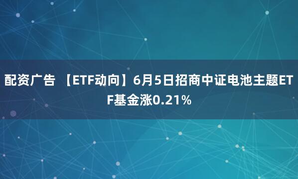 配资广告 【ETF动向】6月5日招商中证电池主题ETF基金涨0.21%